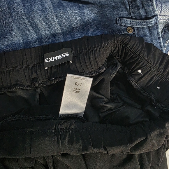 Express Black Elastic-Waist Pants Large Ankle - Picture 4 of 4